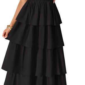 Women‘s Summer Boho Strapless Maxi Dress 2025 Casual Sleeveless Off Shoulder Smo